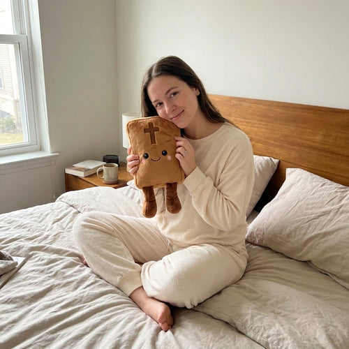 On the bed, where it lives