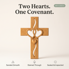 The Covenant Cross — Hand-Finished Two-Hearts Wall Cross